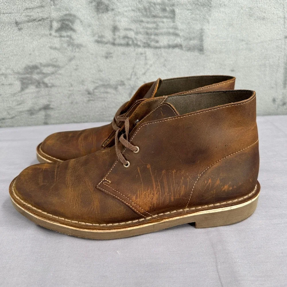 Clarks Bushacre 2 Chukka Boot Mens 10.5 Brown Leather Ultimate Comfort Lace Up
